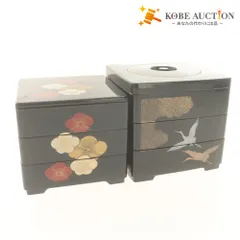 ■ 重箱 2個セット まとめ売り 3段 お重 花柄 菓子器 伝統工芸品 おせち 小物入れ 四角形 箱付き