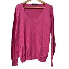 美品 Weekend Max Mara ウィークエンドマックスマーラ シルクコットン Vネック ニット カットソー Sサイズ ピンク レディース 古着 中古 USED