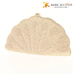 ■ kate spade NEW YORK ケイトスペード クラッチバッグ 鞄 扇子形 総柄 レディース ゴールド ピンクベージュ ポーチ,袋付き