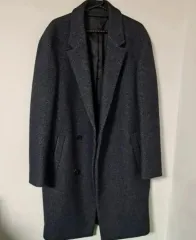 ウール ダブル ロングコート チャコール 95