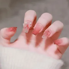 (Z311) バレリーナ 可愛い 短め チップ 付け爪 ネイル ピンク 24枚 ショート ネイルチップ COLORBIRD