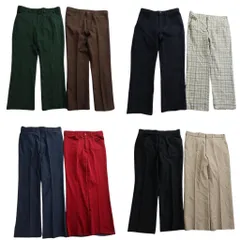 古着卸 まとめ売り ポリ混 スラックス パンツ 8枚セット (メンズ 35 /36 /38 ) ラングラー チェック ストレート 中古 古着 ND1592