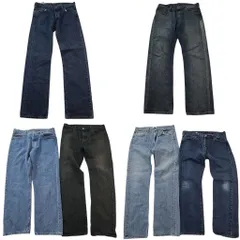 古着卸 まとめ売り リーバイス 501 デニム パンツ 6枚セット (メンズ 34 ) ブラック インディゴブルー アメカジ 中古 古着 ND3253