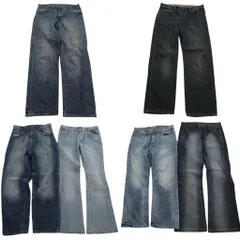 古着卸 まとめ売り 縦落ち デニム パンツ 6枚セット (メンズ 34 ) アメカジ インディゴブルー 中古 古着 ND3310
