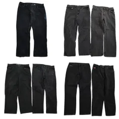 古着卸 まとめ売り ブラックデニム パンツ 7枚セット (メンズ 38 /42 ) フェード アメカジ 中古 古着 ND3379