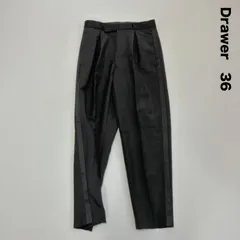 Drawer ドゥロワー☆ソクショウパンツ 36 ブラック モヘヤ ウール テーパード タック タキシードスラックス