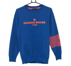 美品】ジーフォア セーター ブルー×蛍光オレンジ 立体ロゴ ニット