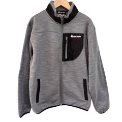 FIRST DOWN ファーストダウン 裏起毛 スタンドフルジップジャケット アウトドア グレー メンズ Lサイズ 【Z1738】