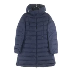 MONCLER (モンクレール) 16AW FLAMMETTE フラメッテ ワッペンロゴ スタンドカラー ジップアップ ダウン ロングジャケット コート ネイビー レディース B20934993105 54155