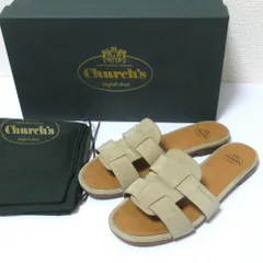 美品 Church's チャーチ DEE DEE スエード レザー ローヒール サンダル 36 23.0cm ベージュ レディース 古着 中古 USED