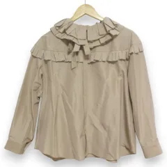 美品 22SS DRAWER ドゥロワー コットンシルクダブルフリルカラーブラウス 6521-299-0984 サイズ36 ベージュ レディース 古着 中古 USED