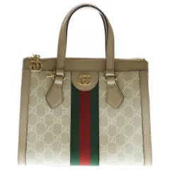 GUCCI (グッチ) オフィディア GGスプリーム スモール 2WAYバッグ ハンドバッグ ショルダーバッグ ベージュ×ホワイト レザー×PVC 547551 ゴールド金具
