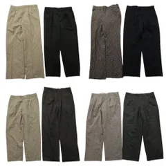 古着卸 まとめ売り スラックス パンツ 8枚セット (メンズ 36 ) ツータック ワイド ストレート ブラック 中古 古着 ND2833
