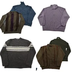 古着卸 まとめ売り セーター MIX 6枚セット (メンズ L ) ケーブル編み カーディガン ハーフジップ 襟付き ニット 中古 古着 ND3894