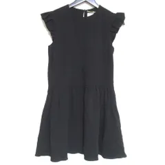 美品 SAINT LAURENT PARIS サンローランパリ フリルスリーブ ミニ丈 ワンピース F36サイズ 160/84Y ブラック レディース 古着 中古 USED