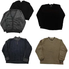 古着卸 まとめ売り セーター MIX 5枚セット (メンズ L ) カーディガン Ｖネック ハーフジップ ニット ライン系 中古 古着 ND3882