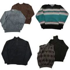 古着卸 まとめ売り セーター MIX 6枚セット (メンズ L ) カーディガン クルーネック ベスト アーガイル柄 タートルネック 中古 古着 ND3881