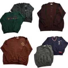 古着卸 まとめ売り セーター MIX 6枚セット (メンズ L ) ベスト カーディガン Ｖネック フルジップ ニット 中古 古着 ND3920