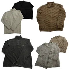 古着卸 まとめ売り セーター MIX 6枚セット (メンズ L ) フルジップ ハーフジップ ポロニット リブニット 中古 古着 ND4007