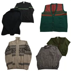 古着卸 まとめ売り セーター MIX 6枚セット (メンズ L ) カーディガン ニットポロ リブニット ベスト フルジップ 中古 古着 ND3902