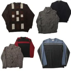 古着卸 まとめ売り セーター MIX 6枚セット (メンズ M ) ショールカラー ケーブル編み カーディガン バイカラー ニット 中古 古着 ND3940