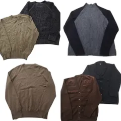 古着卸 まとめ売り セーター  MIX 6枚セット (メンズ L ) カーディガン リブニット 斜めジップ クルーネック 中古 古着 ND5184