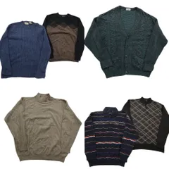 古着卸 まとめ売り セーター MIX 6枚セット (メンズ L ) ポロニット カーディガン モックネック 中古 古着 ND5214