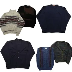 古着卸 まとめ売り セーター MIX 6枚セット (メンズ L ) ベスト カーディガン フルジップ 総柄 中古 古着 ND5213