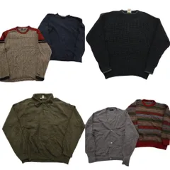古着卸 まとめ売り セーター MIX 6枚セット (メンズ L ) カーディガン ポロニット クルーネック 中古 古着 ND5212