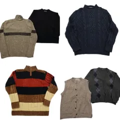 古着卸 まとめ売り セーター MIX 6枚セット (メンズ L ) タートルネック カーディガン ベスト アーガイル柄 中古 古着 ND5210