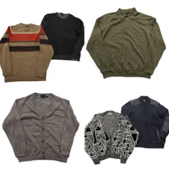 古着卸 まとめ売り セーター MIX 6枚セット (メンズ L ) カーディガン 幾何学模様 モノトーン ポロニット 中古 古着 ND5202