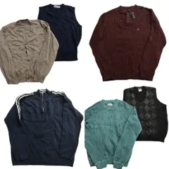 古着卸 まとめ売り セーター MIX 6枚セット (メンズ L ) カーディガン ベスト アーガイル ヘンリーネック デッドストック 中古 古着 ND5240