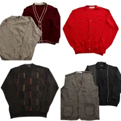 古着卸 まとめ売り セーター MIX 6枚セット (メンズ L ) カーディガン ベスト ヘリンボーン ポロニット 中古 古着 ND5236