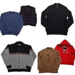 古着卸 まとめ売り セーター MIX 6枚セット (メンズ L ) フーディー ベスト カーディガン オープンカラー 中古 古着 ND5248