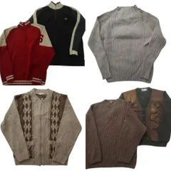 古着卸 まとめ売り セーター MIX 6枚セット (メンズ L ) カーディガン ハーフジップ リブニット 斜めジップ 中古 古着 ND5274