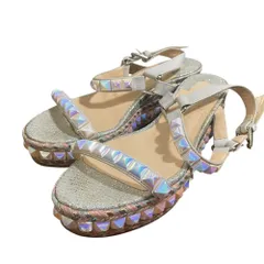 良品 Christian Louboutin クリスチャンルブタン カタクロウ スタッズ ウェッジソール サンダル 34 21cm相当 マルチカラー レディース 古着 中古 USED