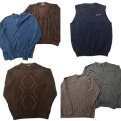 古着卸 まとめ売り セーター MIX 6枚セット (メンズ L ) カーディガン ベスト Vネック クルーネック 中古 古着 ND5307