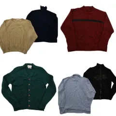 古着卸 まとめ売り セーター MIX 6枚セット (メンズ L ) リブニット ライン カーディガン タートルネック 中古 古着 ND5327