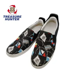 中古 LOUIS VUITTON ルイヴィトン フラッグ柄 スリッポン Vライン サイズ26cm MS1105 国旗 ブラック スニーカー シューズ 【102060580002】