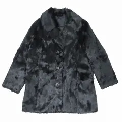 ラムファー 本毛皮 リアルファー コート アウター ハーフ丈 黒 ブラック レディース YBA6