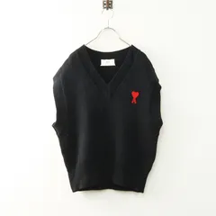 アミパリス AMI PARIS ニットベスト S｜ネイビー トップス ノースリーブ プルオーバー レイヤード 【2400014786217】