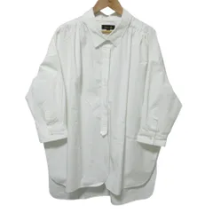 美品 クリーニング済 DRAWER ドゥロワー コットンホワイトカラーシャツ ブラウス サイズ36 ホワイト レディース 古着 中古 USED