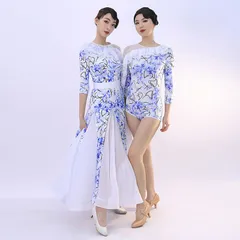 【新品未使用】ホワイトフルーツ 花柄 モダンダンス ワンピース 練習着 清新