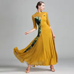 【新品未使用】モダンダンス ワンピース 大花柄 レイヤード フレアスカート