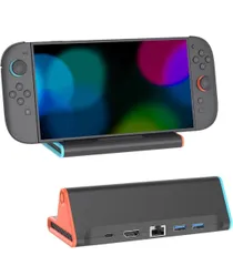 ★Switch 2用ドック【5in1多機能「21.0.0」対応】スイッチ 2ドック テレビ接続出力 有線LAN付き Switch 2用充電スタンド 1000Mbs LANポート/4K@60Hz  (LANポート付き)