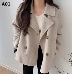 秋冬 きれいめ テーラードカラー ダブルブレスト ゆったり カジュアル 長袖 防寒 ウールコート