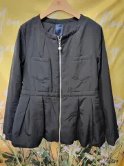 ブラック ジップアップ ダウンジャケット F