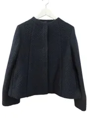 クリスチャンオジャール CHRISTIAN AUJARD ショートコート 長袖 ノーカラー ネイビー 紺 ウール 9AT 上着 アウター