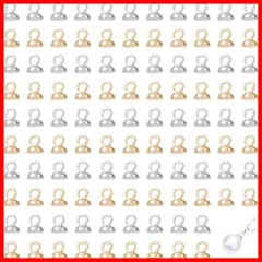 サムコス ヒートンキャップ 約200個セット 2色 ピンなし カン付き ヒートン ビーズキャップ 接合金具 DIY ハンドメイド ペンダント イヤリングパーツ 丸ヒートン ペンダント接続金具 アクセサリーパーツ