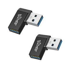L型 USB3.0A to USB A (2個セット)YITONGXXSUN （OTG） 変換アダプタ/変換コネクタType A タイプA オス-タイプA メス データ 転送 急速 充電 延長 アルミニウム合金製